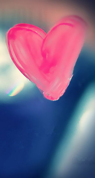 Heart shaped floating blurry background - artist free wallpaper for mobile