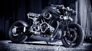Motorcycle parked barn door farm - biomechanical free wallpaper for desktop