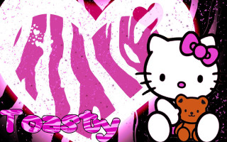 Hello kitty teddy bear heart - a pop art painting free wallpaper