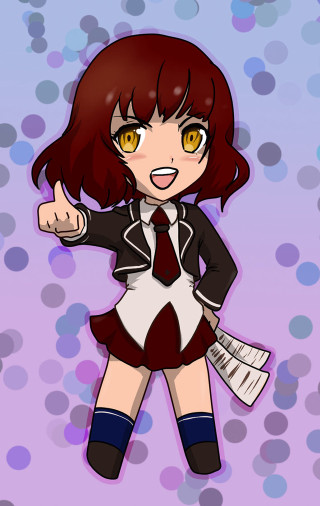 Cartoon girl thumbs up purple - circle free wallpaper