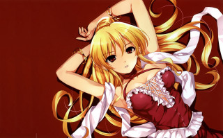 Red dress blonde hair anime - shirt free wallpaper for desktop
