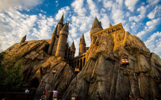 Castle people sky clouds background 2 - person free wallpaper