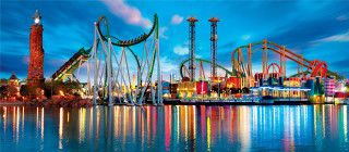 Roller coaster night city blue - american romanticism free wallpaper