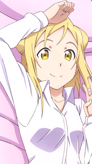 Blonde eyes posing pink background - her head free wallpaper for mobile