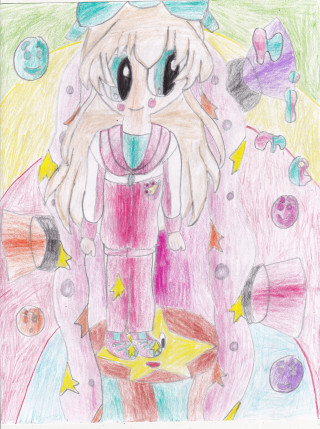 Cat pink dress stars drawing - a pink dress free wallpaper for mobile