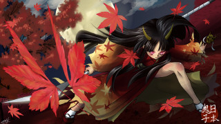 Woman sword leaf flying air - the air free wallpaper
