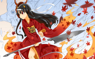 Woman red dress sword leaves - a sword and a sword free wallpaper