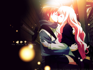 Anime couple hugging dark room - the side of the building free wallpaper for desktop