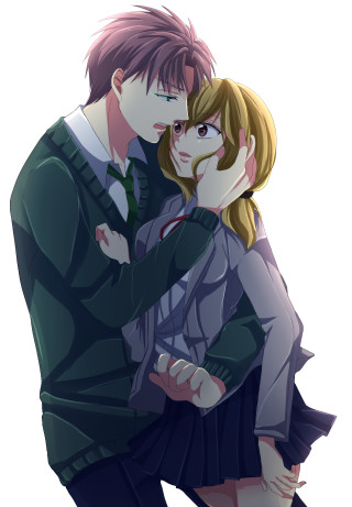 Hugging couple white background sots - a manga drawing free wallpaper for mobile