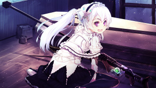 Woman white hair sword room 2 - kawaii free wallpaper for desktop