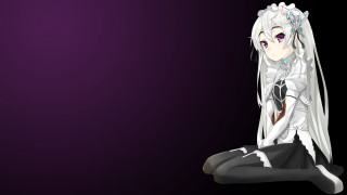 Silver hair woman sitting anime - her knee free wallpaper for desktop