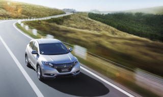 Silver car driving road forest 3 - photoreal free wallpaper