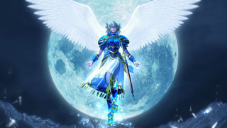 Woman wings full moon bow - epic fantasy character art free wallpaper for desktop