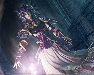 Woman purple outfit sword dark 2 - a purple outfit holding free wallpaper