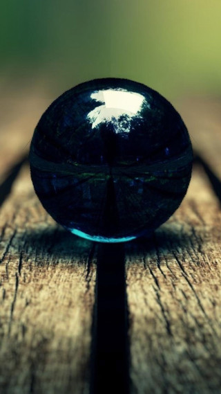 Glass ball wooden table tree - abstract illusionism free wallpaper