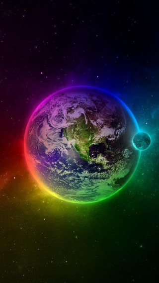 Colorful earth space stars rainbow 7 - free space wallpaper for mobile