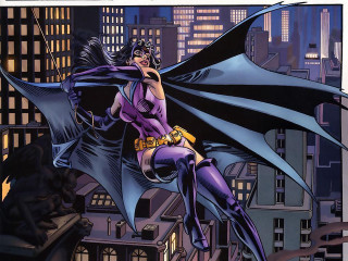 Batman flying city night woman - over a city free wallpaper for desktop