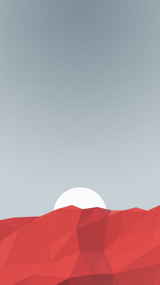 Red landscape white sun blue - geometric abstract art free wallpaper for mobile