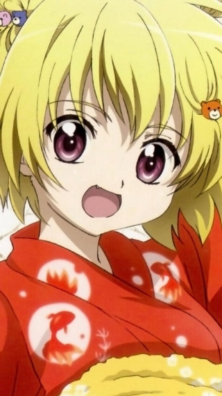 Blonde cat fang kimono flower - her hair free wallpaper for mobile