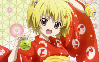 Woman red kimono green object - a green object free wallpaper