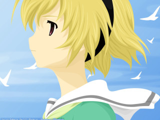 Blonde anime girl green shirt - lyco art free wallpaper for desktop