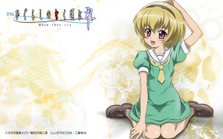 Girl sitting ground hand up - a yellow background free wallpaper