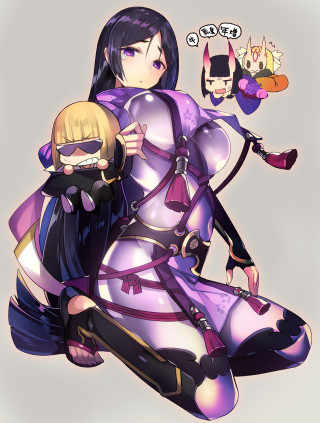 Cartoon woman purple cat black - giantess art free wallpaper for mobile