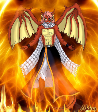 Cartoon demon character flaming wings - flame free wallpaper for tablet