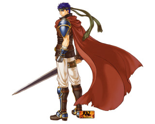Man red cape sword standing - official art free wallpaper for desktop