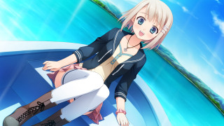 Anime girl boat water sitting - a anime girl free wallpaper for desktop
