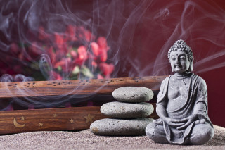 Buddha statue rocks wooden box - a pile of rocks free wallpaper