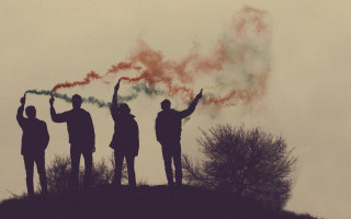 Hill people smoke bombs trees - top of a hill free wallpaper