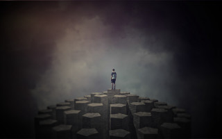 Man standing rock formation sky - daryush shokof free wallpaper for desktop