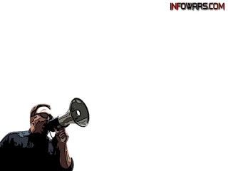 Man megaphone white background red - dystopian art free wallpaper