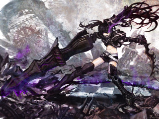 Woman black outfit sword purple 2 - a black outfit free wallpaper