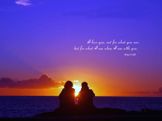 Two people rock watching sunset - two person free wallpaper for desktop