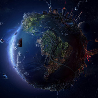 Planet satellite system dish image - free sci-fi wallpaper for tablet