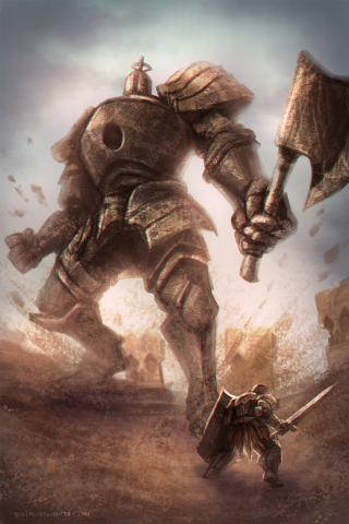 Man armor sword shield field - dark soul free wallpaper for mobile