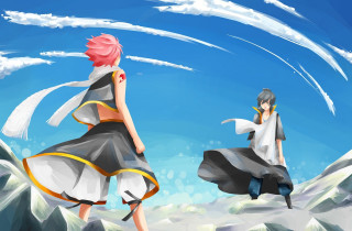 Anime couple mountain back view - their back free wallpaper for desktop