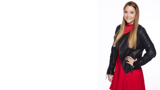 Woman red dress black jacket 2 - christian hilfgott brand free wallpaper for desktop