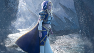 Woman blue outfit snowy area - a snowy area free wallpaper