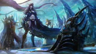 Woman blue dress forest sword - bayard wu free wallpaper