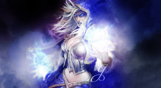 Woman sword light dark blue - carla wyzgala free wallpaper