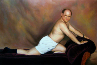 Man white underwear laying bed - classical painting free wallpaper