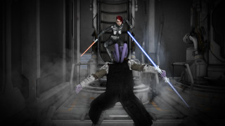 Futuristic man lightsabers doorway pillar - pillar free wallpaper