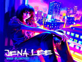 Woman cityscape neon cyberpunk hoodie - a ledge in front free wallpaper