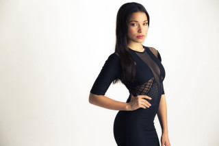 Woman black dress posing hands 30 - her hip free wallpaper for desktop