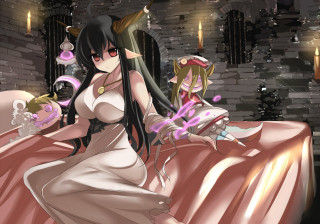 Woman white dress bed sword - her hand and a demon free wallpaper for desktop