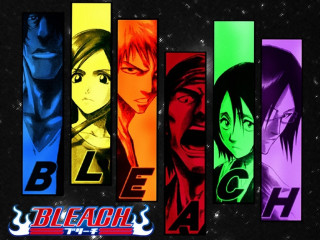 Anime characters colorful font group - different color free wallpaper