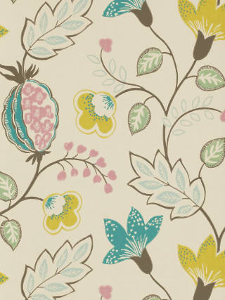 Flower leaf pattern blue yellow - movement free wallpaper for mobile
